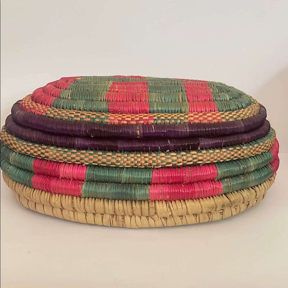 Handwoven Djiboutian Multicolor Woven Basket with Lid
